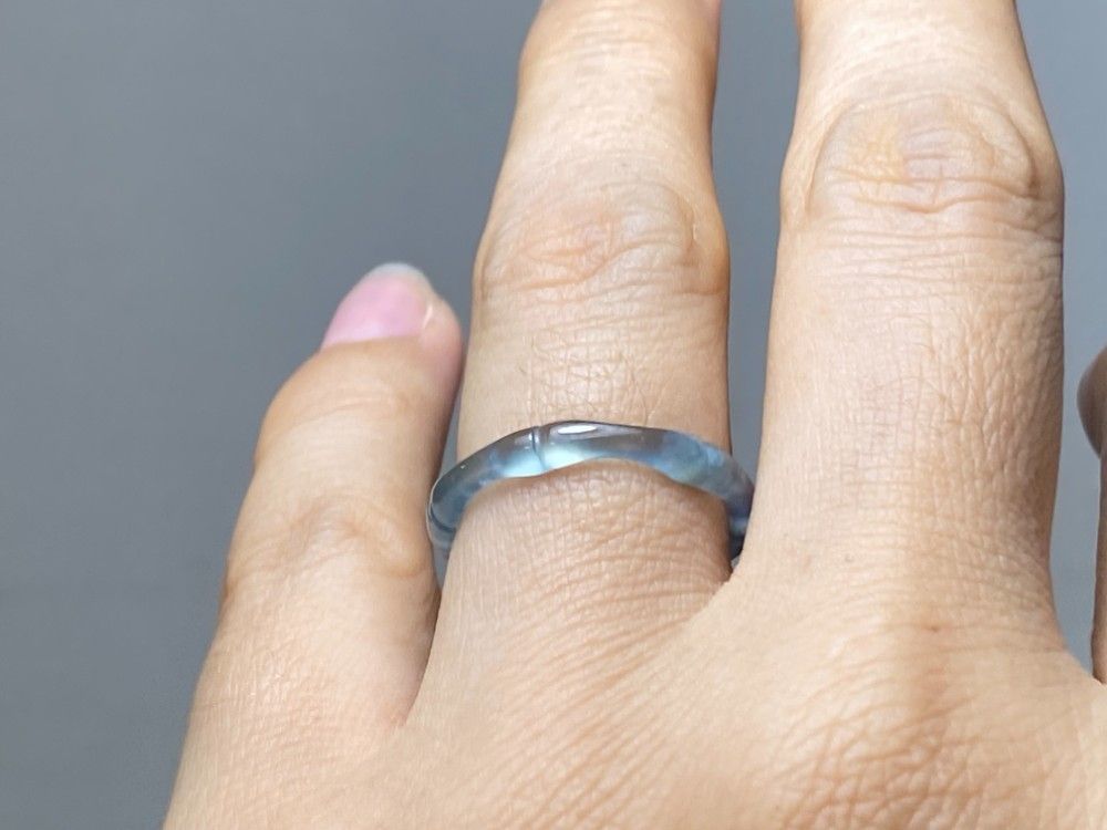 L15-219 高氷種 竹節 リング 水青色 12.0号 グアテマラ産 A貨 本翡翠