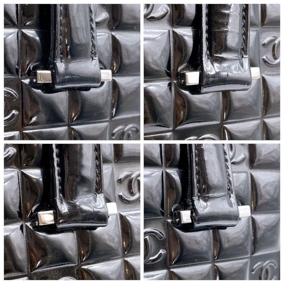 極美品 シャネル チョコバー ココマーク トート パテント 500ml可 黒 極美品 シャネル チョコバー ココマーク トート パテント 500ml可 黒