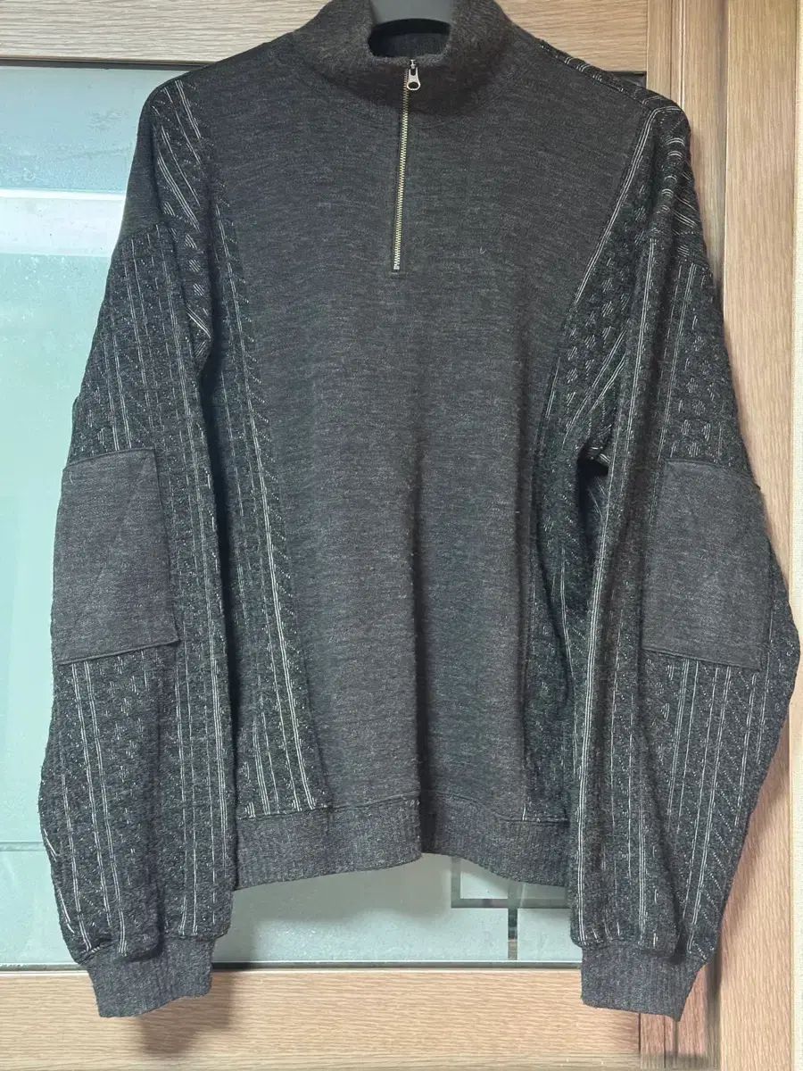 1 OURSELVES アワーセルブス ハーフジップアップ ニット チャコール