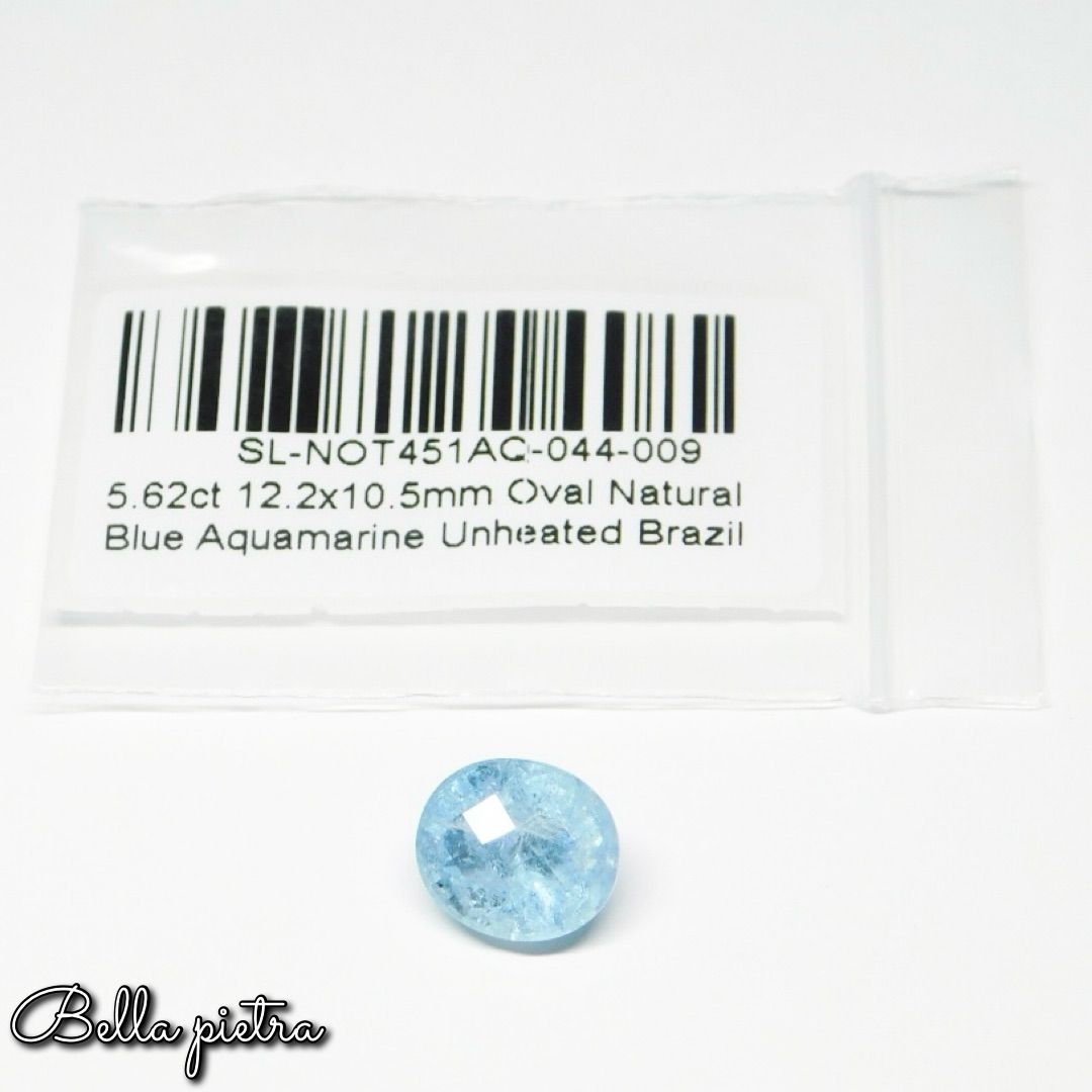 大粒 5.62 ct 非加熱 天然アクアマリン ブラジル産 オーバルルース aquamarine 裸石 宝石 天然石 43