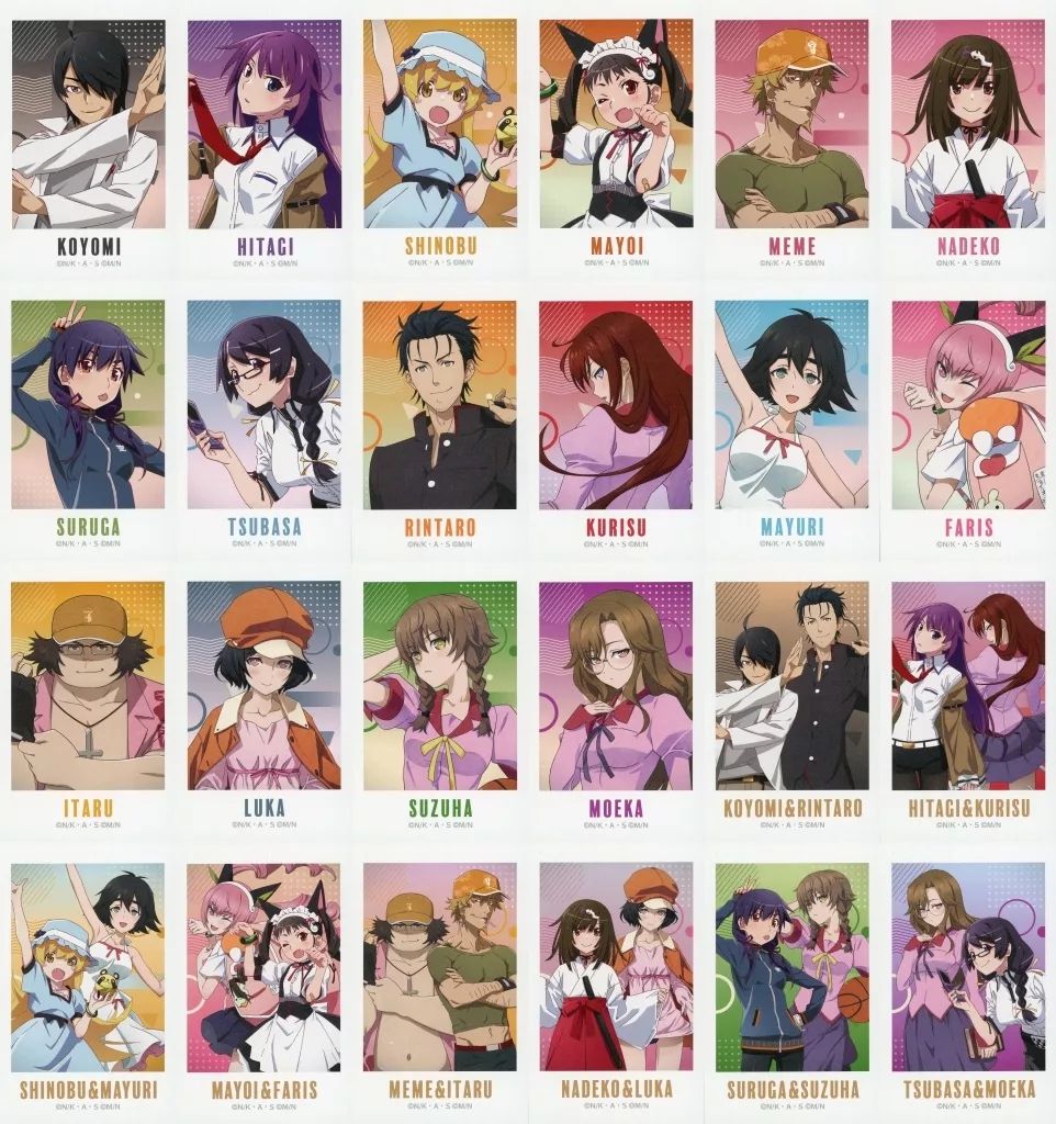 【中古】キャラカード 全24種セット 「＜物語＞シリーズ&times;STEINS：GATE POP UP STORE in ロフト 描き下ろし コラボイラストver. トレーディングインスタントカメラ風イラストカード」