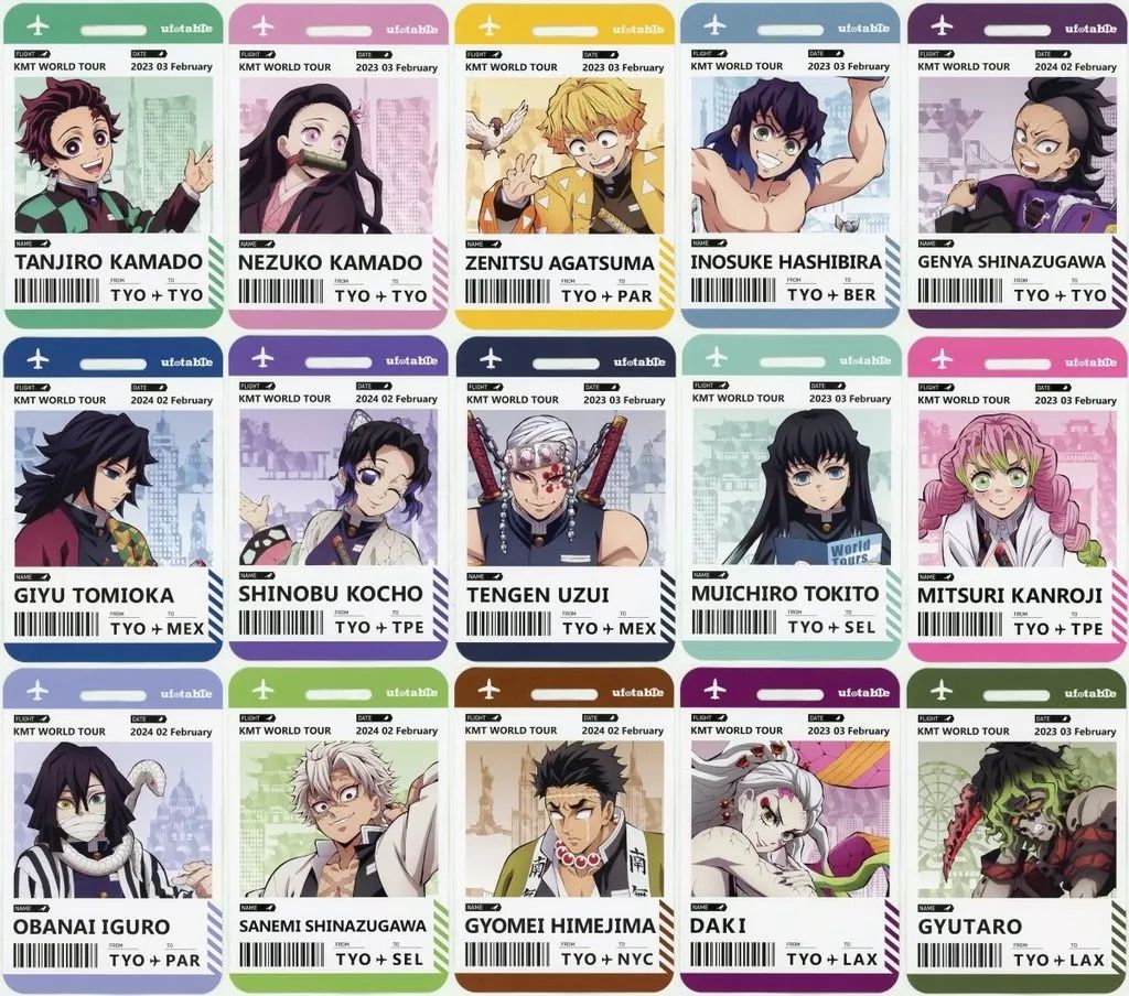 キャラカード 集合 ラゲッジタグ風カード 全 セット ワールドツアー上映 鬼滅の刃 上弦集結 そして刀鍛冶の里へ 絆の奇跡 そして柱稽古へ 4 K Ultra HD Blu ray Disc ufotable 特典