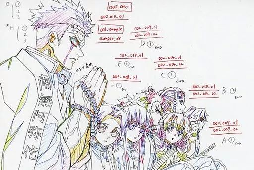 中古】ポストカード 悲鳴嶼行冥(集合) 展示原画ポストカード 「鬼滅の