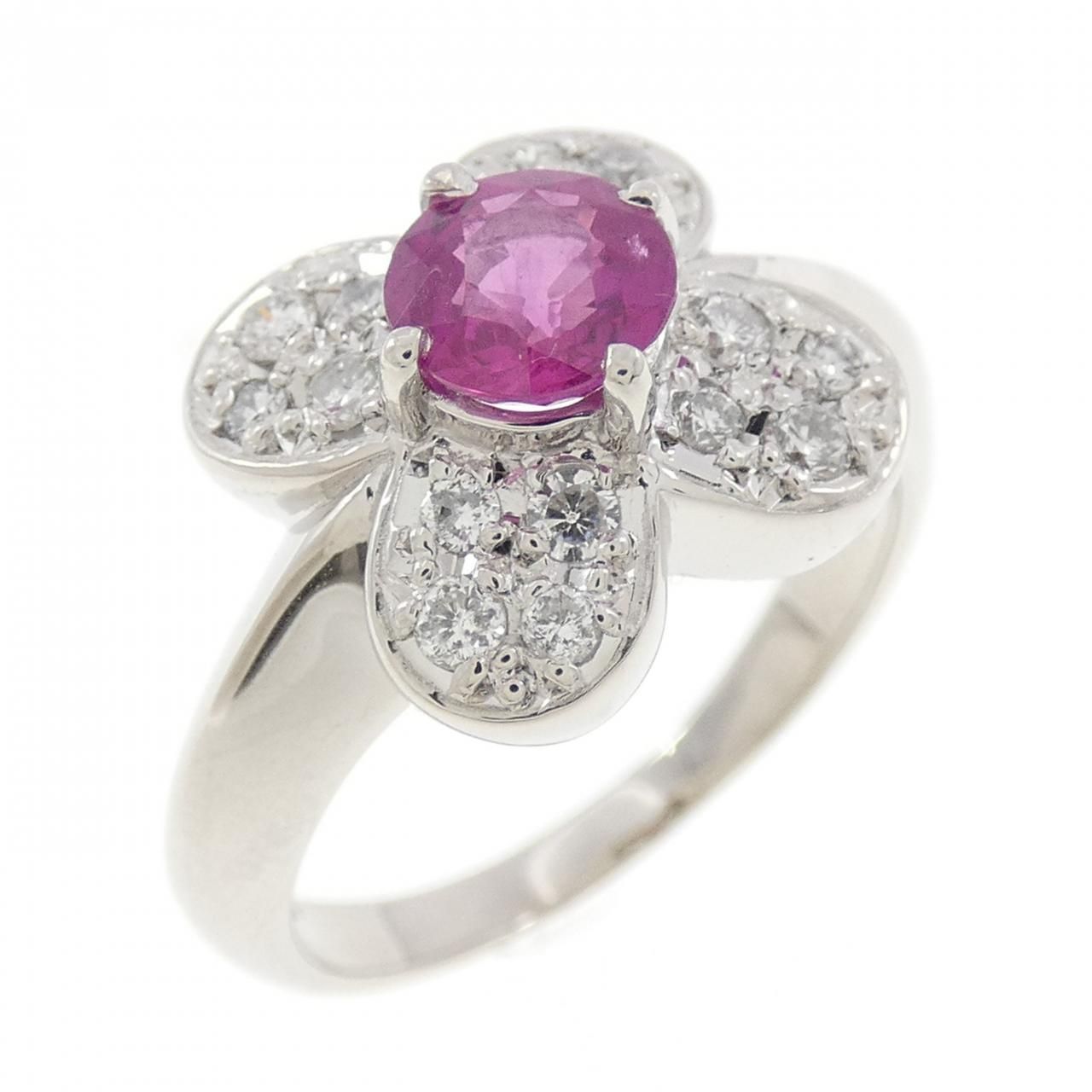 PT 900 フラワー ルビー リング 0.67 CT