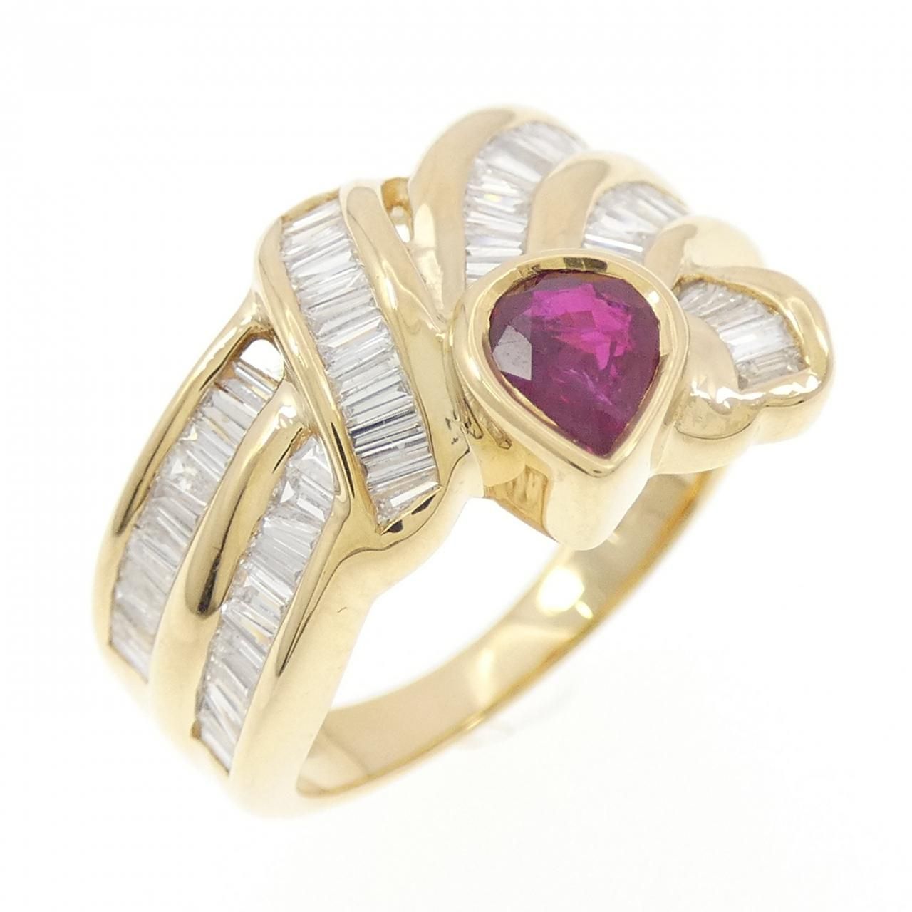K 18 YG ルビー リング 0.43 CT