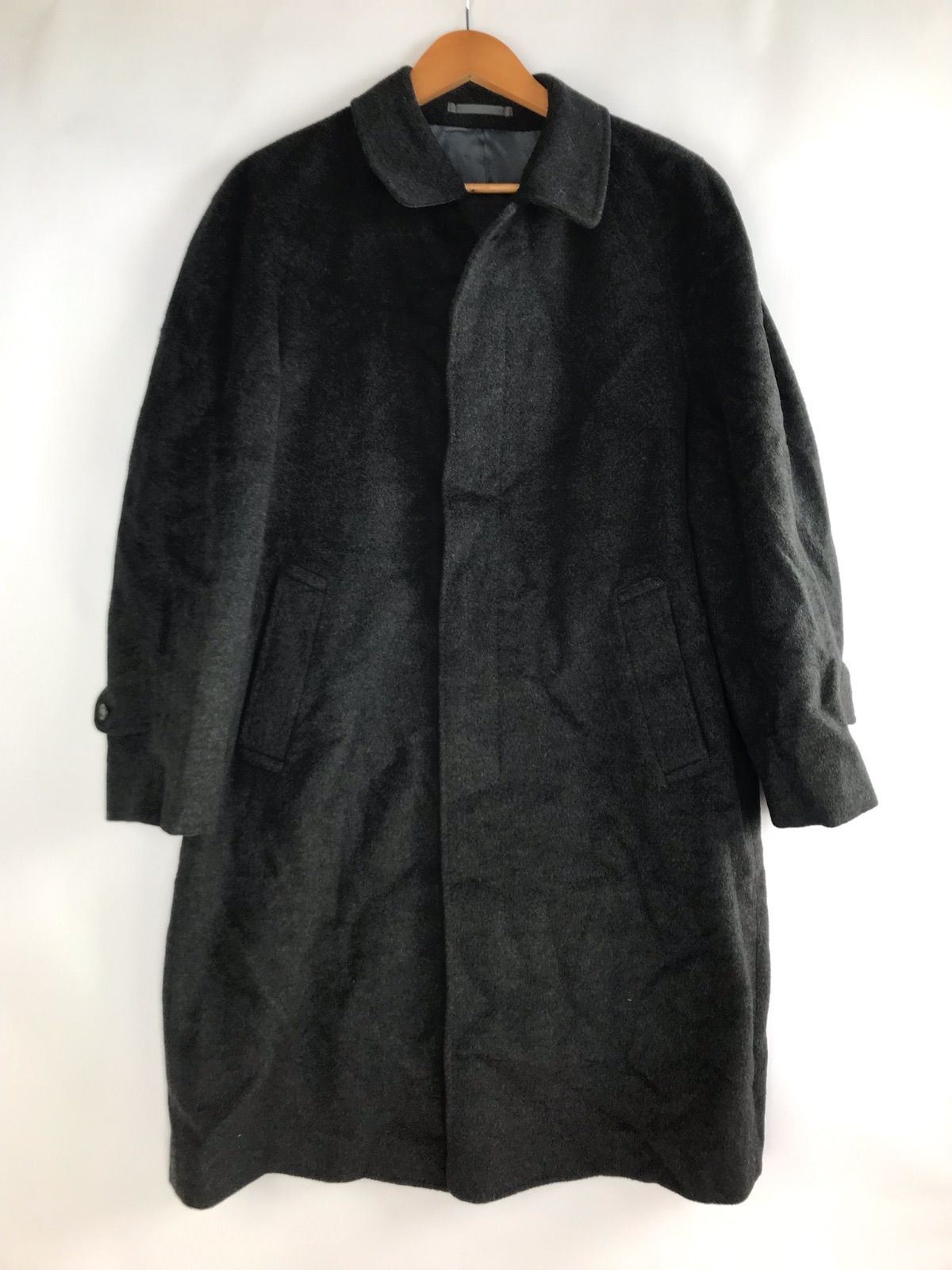 TOKYO TOPMAN カシミヤ混ステンカラーコート メンズ ブラック