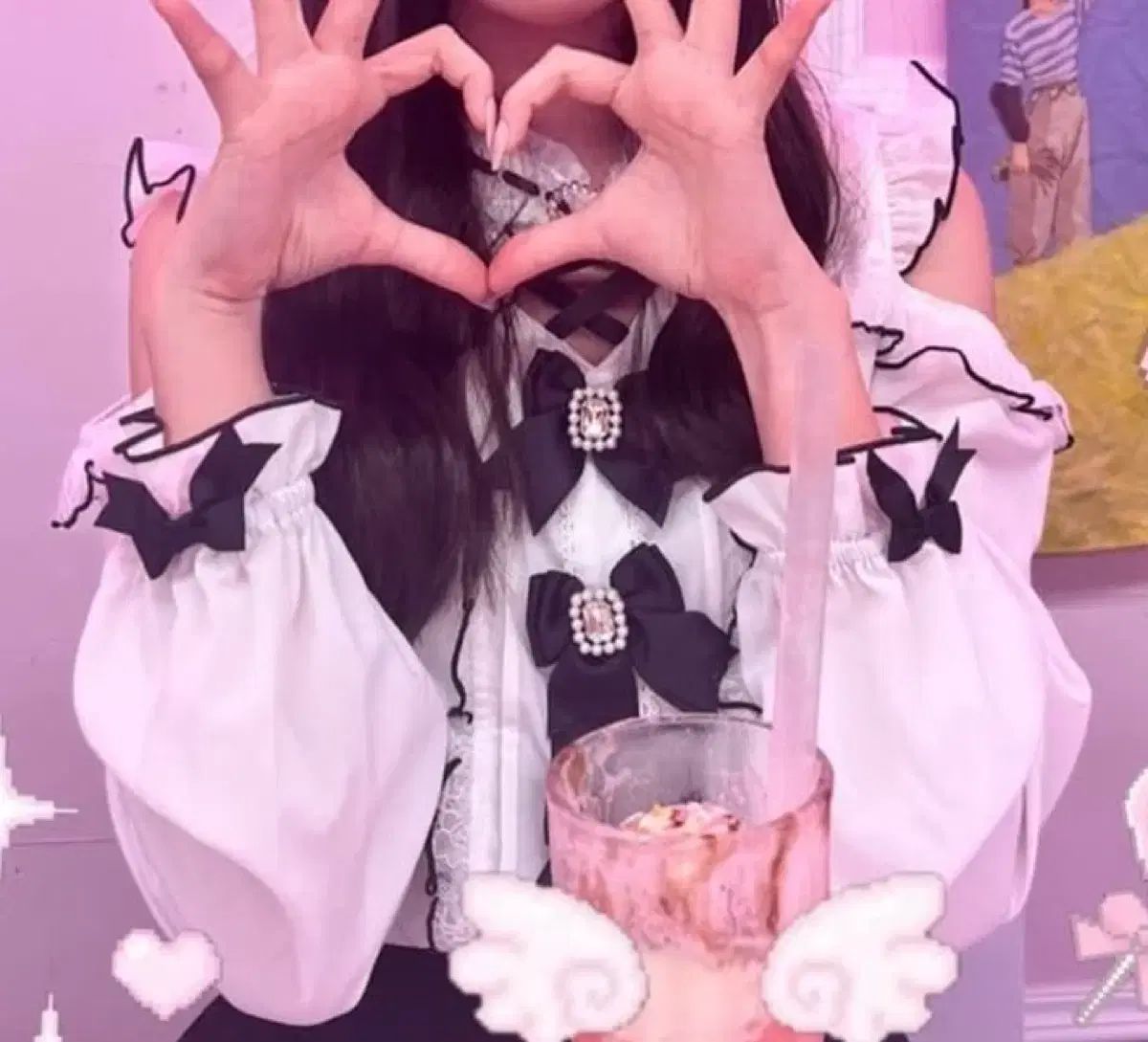 リズリサ 3連 ハートバックル ブラウス 長袖