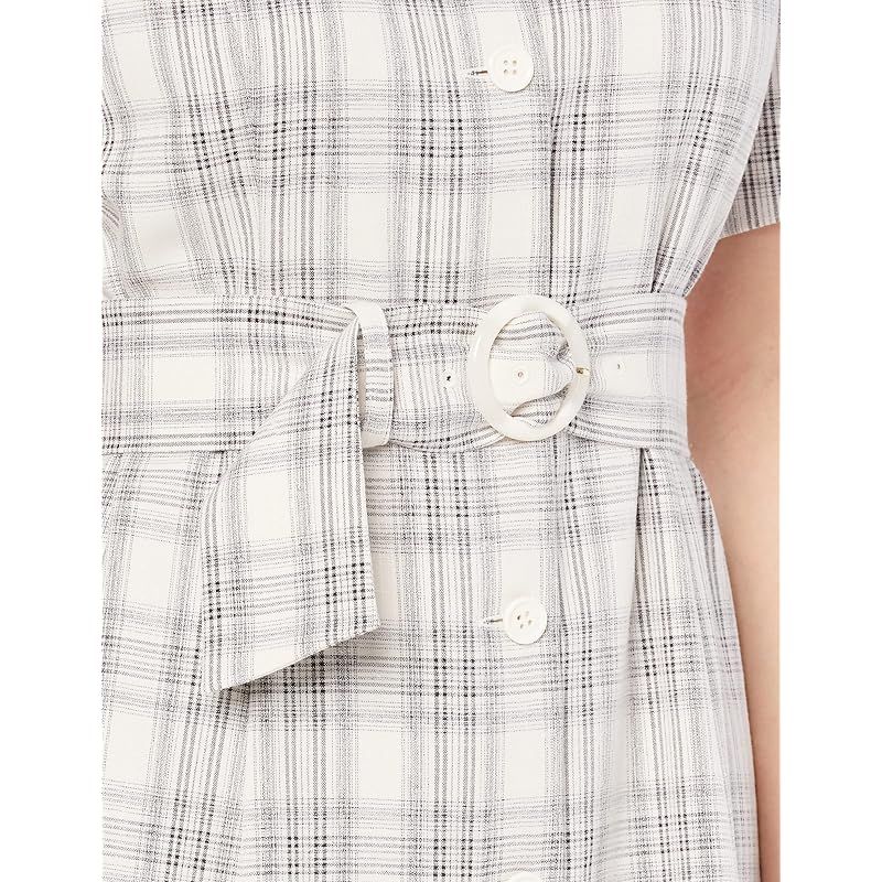 レッセパッセ カジュアルドレス ﾌﾛﾝﾄﾎﾞﾀﾝﾁｪｯｸﾜﾝﾋﾟｰｽ レディース ﾌﾞﾗｯｸ柄