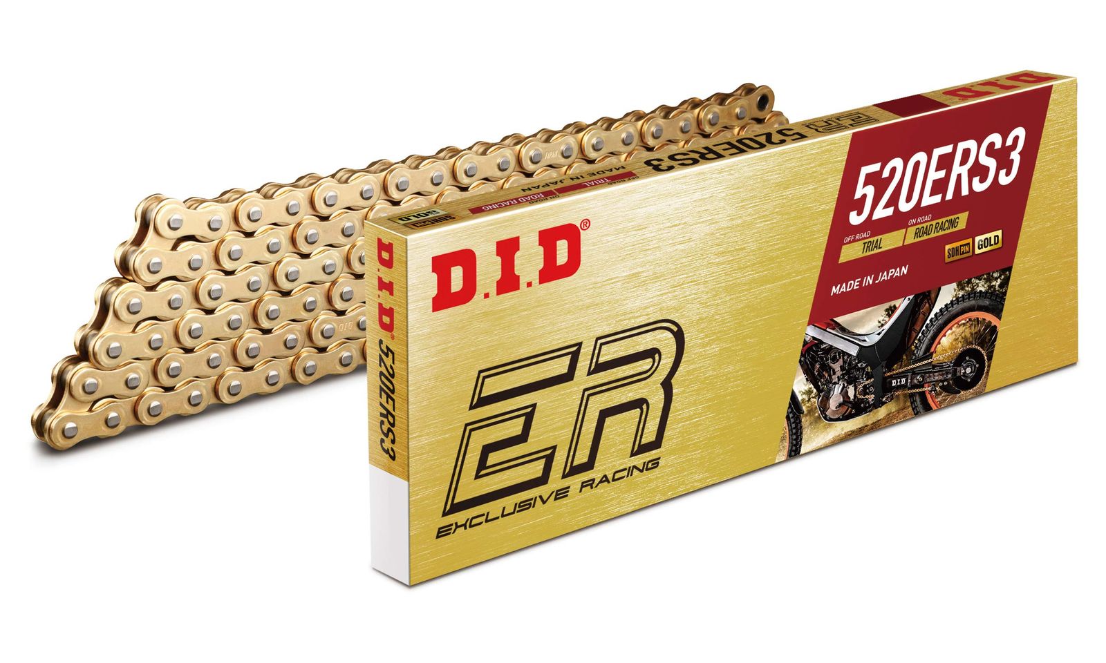 D.I.D バイク用チェーン クリップジョイント付属 520 ERS 3-110 RB G-G ゴールド SDHピン加工 二輪 オートバイ用 907811