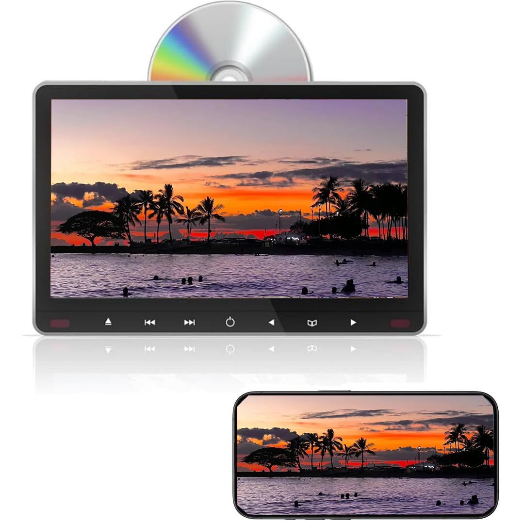 ULOPOP 11.6インチ大画面スロットインで出し入れラクラク IPS液晶搭載でヘッドレストモニター DVDプレーヤー CPRM対応 車載 全視角 1920*1080 P タッチボタン USB TF HDMI AV-IN AV-OUT対応 スピーカー