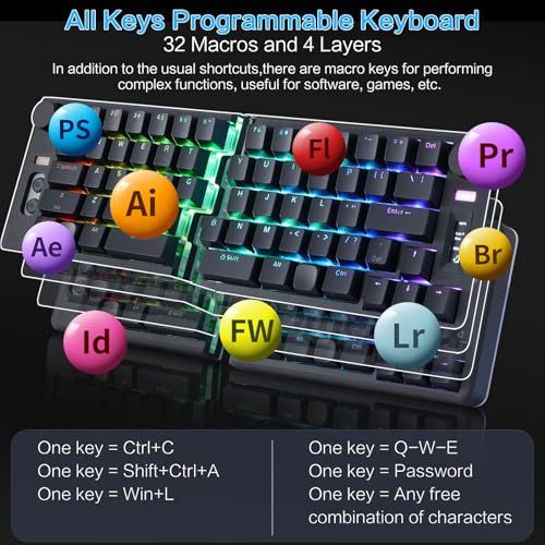  迅速に発送 Koolertron 分割キーボード 有線スプリットメカニカルキーボード 2ノブ付き プログラマブルキーボード マクロ機能搭載 エルゴノミクスサポート OLEDディスプレイ搭載 RGBゲーミングキーボード ホットスワップ W 03 d 1 a 432 その他 キッチン 食器