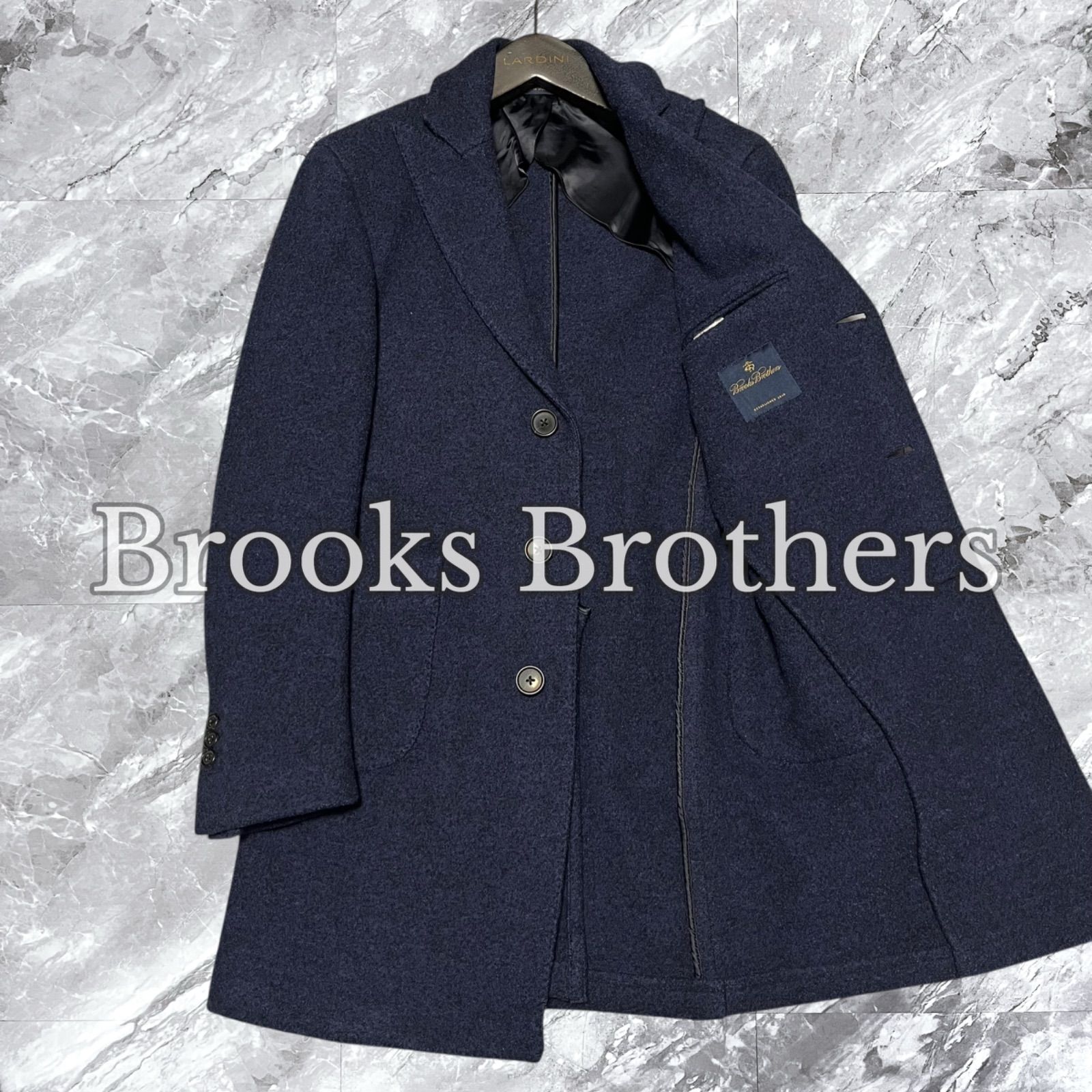 極美品　ブルックスブラザーズ　ステンカラーコート　ネイビー　紺ウール100% BROOKS BROTHERS（ブルックスブラザーズ） ステンカラーコート コート