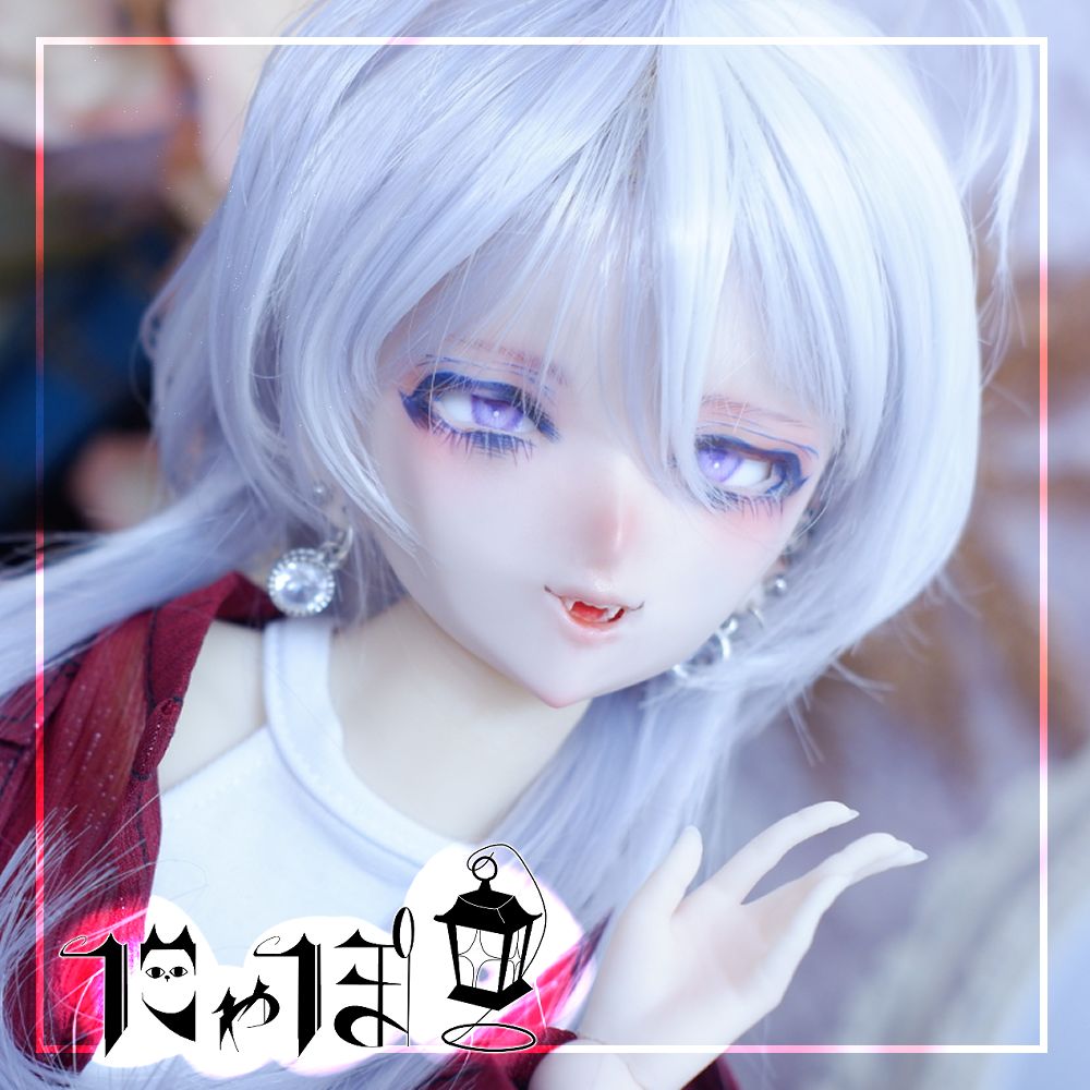 DDH-07 セミホワイト肌 カスタムヘッド＋手描きアイ＋ウィッグ ソフビ盛り