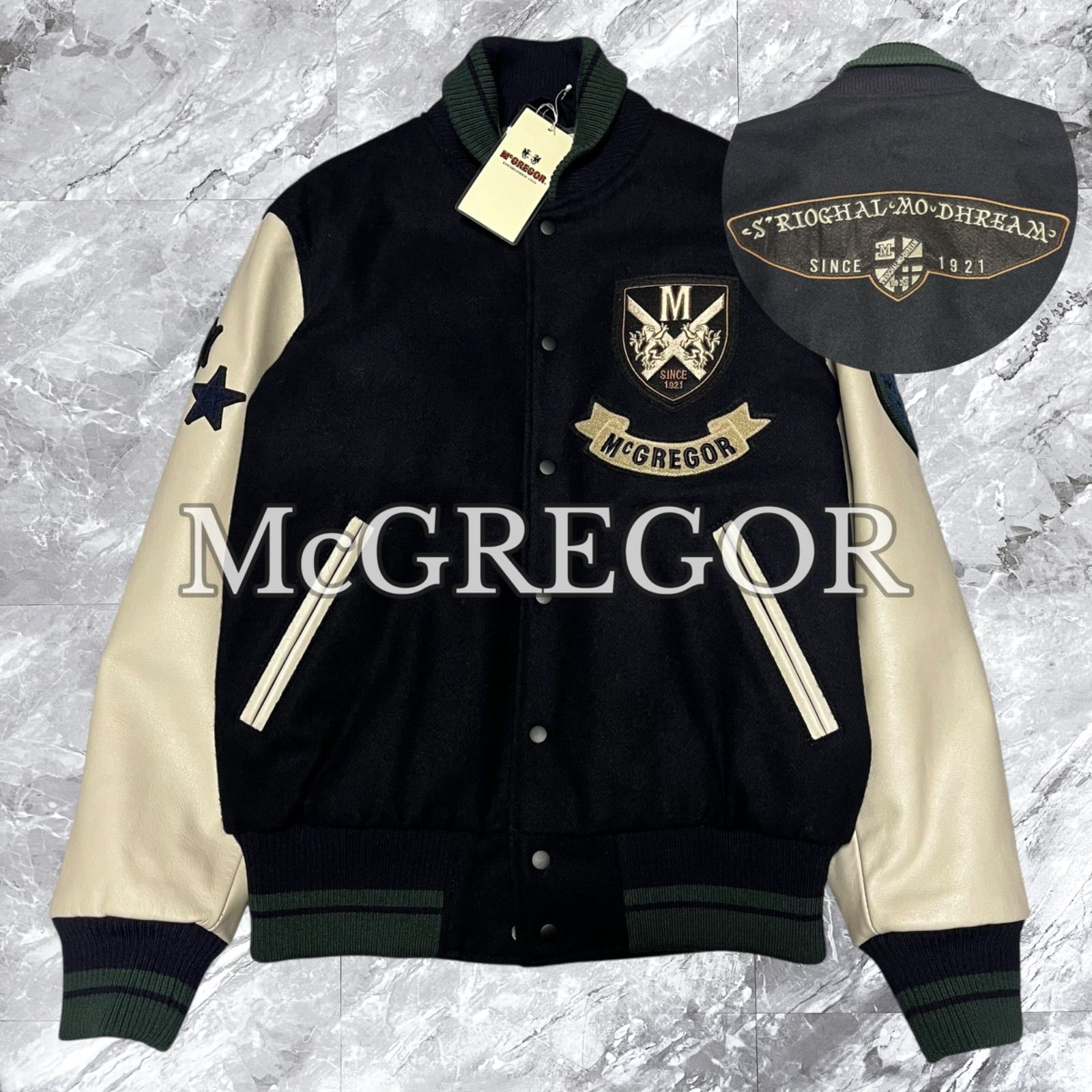 McGREGOR 袖レザー スタジャン ワッペン 90s ウール 袖革 McGREGOR 袖レザー スタジャン ワッペン 90s ウール 袖革 McGREGOR 袖