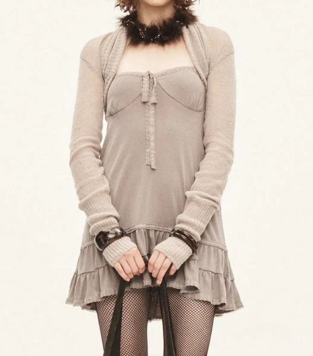 スリータイムズ クレープチューブトップ＋ボレロ m