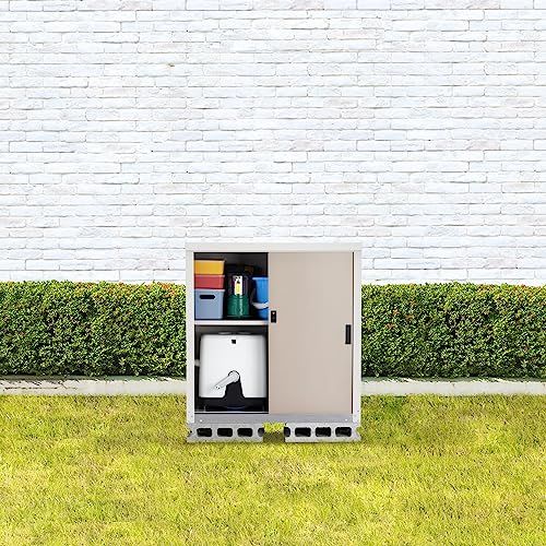 迅速に発送 グリーンライフ 物置 収納庫 屋外 小型 日本製 棚板 鍵付き 幅89×奥行47×高さ92 cm チタングレー サビに強いステンレスレール 調整 な可動棚 HS-92 SRE TGY 6 f 5 a 7859