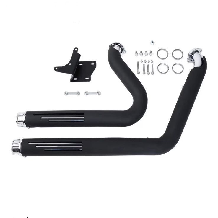 ブラック 2 in パイプ マフラー 爆音 車検不対応 ハーレー ダイナ 2007-2017 対応 スタイル３