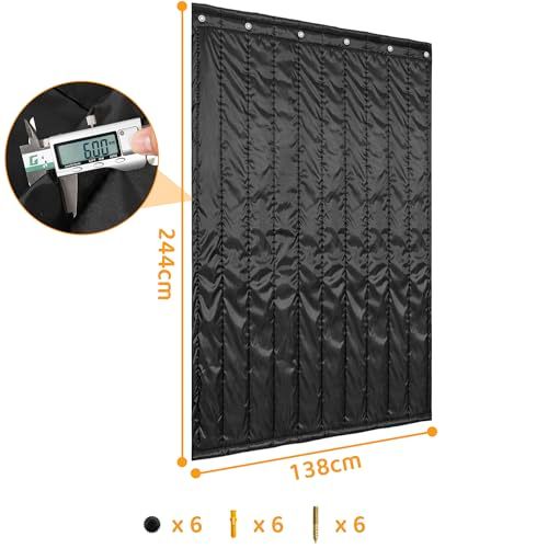 TORIBIO 防音カーテン 小窓 遮光シート ポケット付き DIY内蔵吸音材 長さ調節 遮音シート 窓防寒 遮光 遮熱 UVカット 布 防音 騒音軽減 室内 音響録音 幅138 cm×長さ244 cm×厚さ6 mm m cff 3 e 306