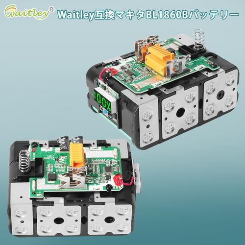 waitleyマキタ BL 1860 6.0 Ah互換 バッテリー セット全保護基板カットオフ機能付きデジタル％残量指示付き 容量6000 mAh 1830 1840 1850 1890 対応 マキタ18 V リチウムイオン電池 c 9219 a 2 f