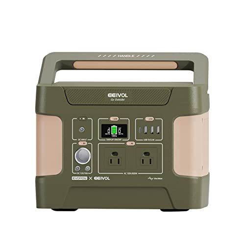 EEIVOL ポータブル電源 リン酸鉄 515 Wh|160938 mAh AC出力600 W 瞬間最大1200 DC|USB出力 四つの充電方法 液晶大画面表示 リン酸鉄リチウムイオン電池 9台デバイス同時充電 PD 60 W急速充電 バックアッ 86 e 3 d 5 c 8