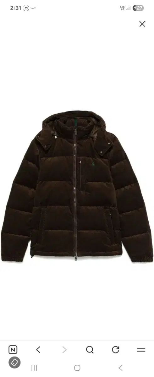 ポロ ラルフローレン ブラウン ゴーハム コーデュロイ ダウン