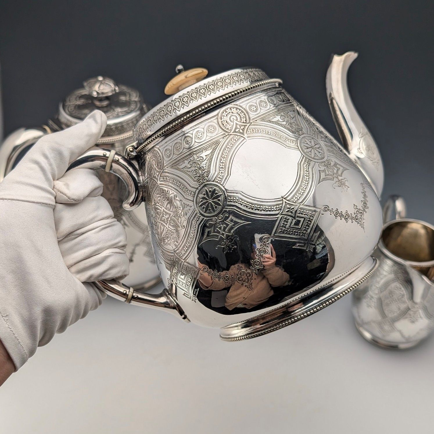  英国アンティーク シルバープレート製 ティー＆コーヒーセット その他 美術品 アンティーク コレクション