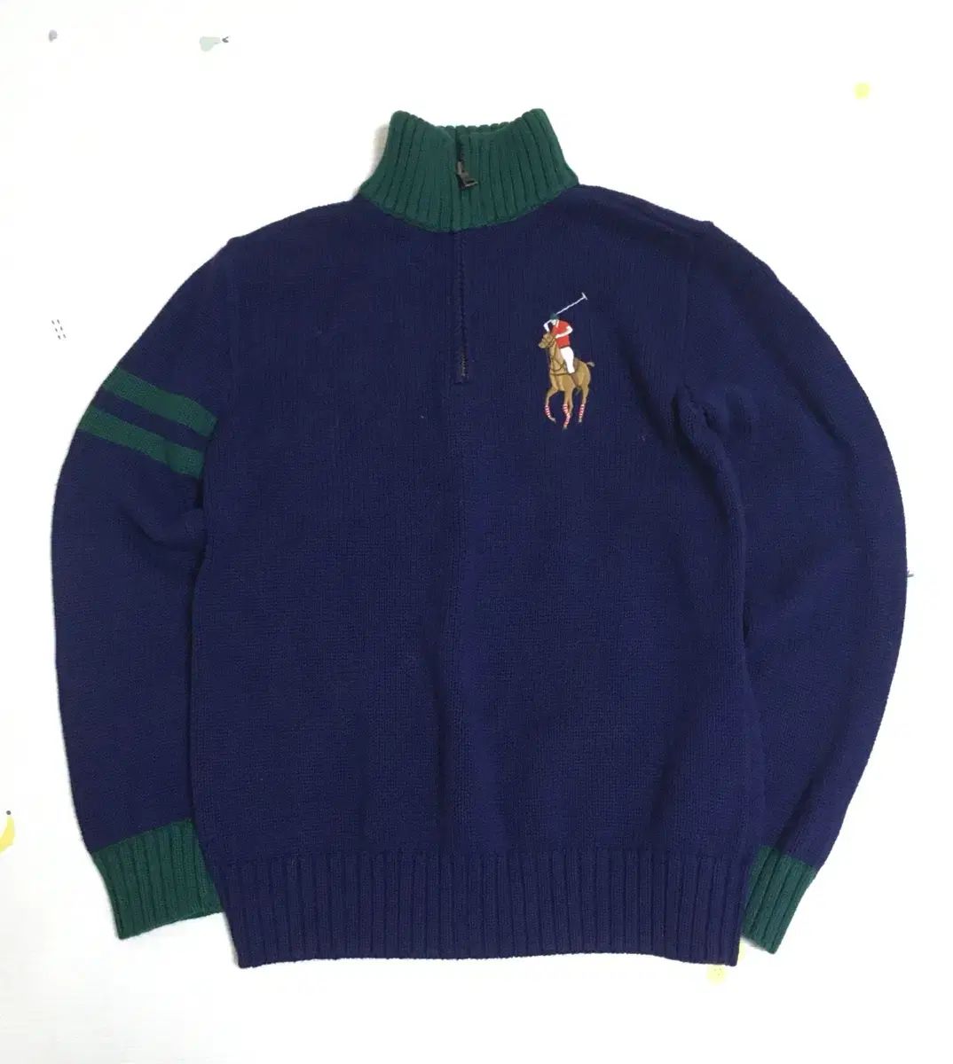 ポロ ラルフローレン ビックポニー ハーフジップアップ ニット ネイビー ヴィンテージ
