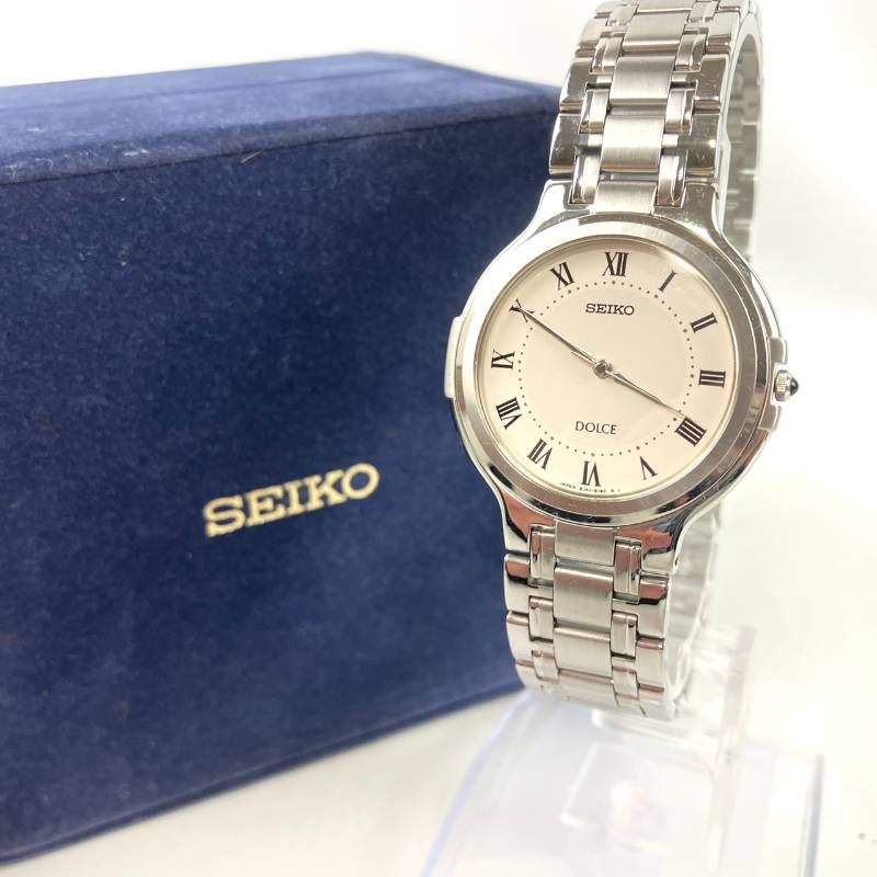 稼働品 電池交換済み SEIKO セイコー 腕時計 DOLCE ドルチェ アナログ 3針 白文字盤 金属ベルト シルバー き 防水 クオーツ W 58