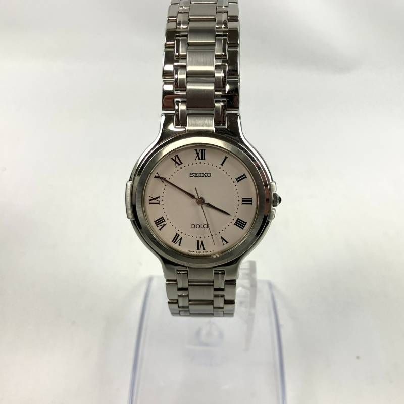 稼働品 電池交換済み SEIKO セイコー 腕時計 DOLCE ドルチェ アナログ 3針 白文字盤 金属ベルト シルバー き 防水 クオーツ W 58