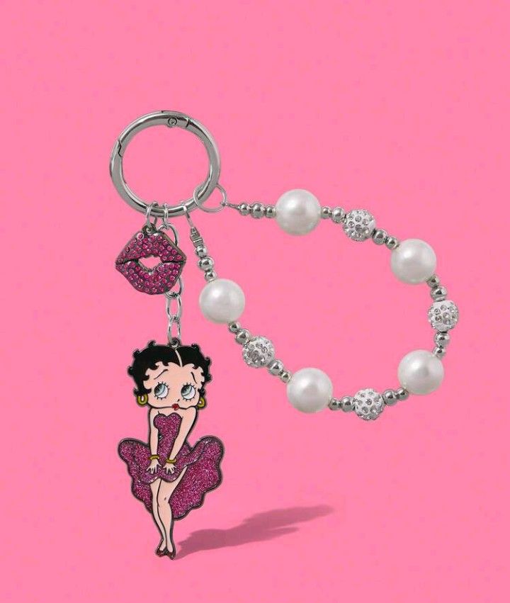 Betty Boop ベティちゃん キーホルダー 2個セット ピンク PINK パール