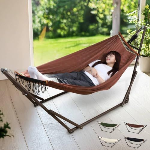 迅速に発送 Bonarca ハンモック 自立式 至福の寝心地 選べるお洒落カラー 室内 折りたたみ コンパクト 屋外 大型 スタンド 自立式ハンモック 布 収納袋 付き おしゃれ アウトドア キャンプ 庭 ベランダ 組立簡単 メッシュ 水洗い 静音 夏