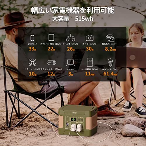  迅速に発送 EEIVOL ポータブル電源 リン酸鉄 515 Wh 160938 mAh AC出力600 W 瞬間最大1200 DC USB出力 四つの充電方法 液晶大画面表示 リン酸鉄リチウムイオン電池 9台デバイス同時充電 PD 60 W急速充電 バックアップ電 発電機 ポータブル電源 防災関連グッズ