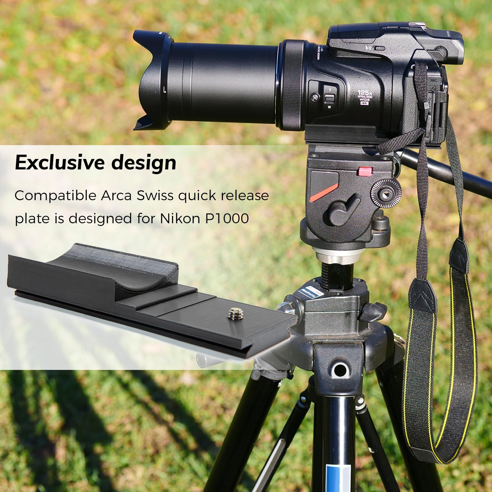 Nikon P 1000|1100用クイックリリースプレート 安定性の向上 1000アクセサリー用 Arca Swissクイックリリースマウントに対応