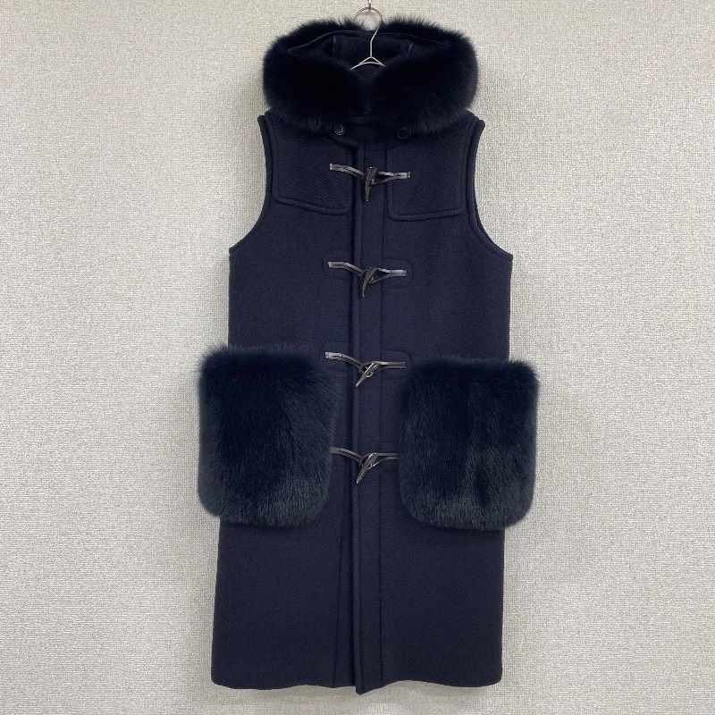 Drawer ドゥロワー ロングベスト ノースリーブコート ダッフル フード