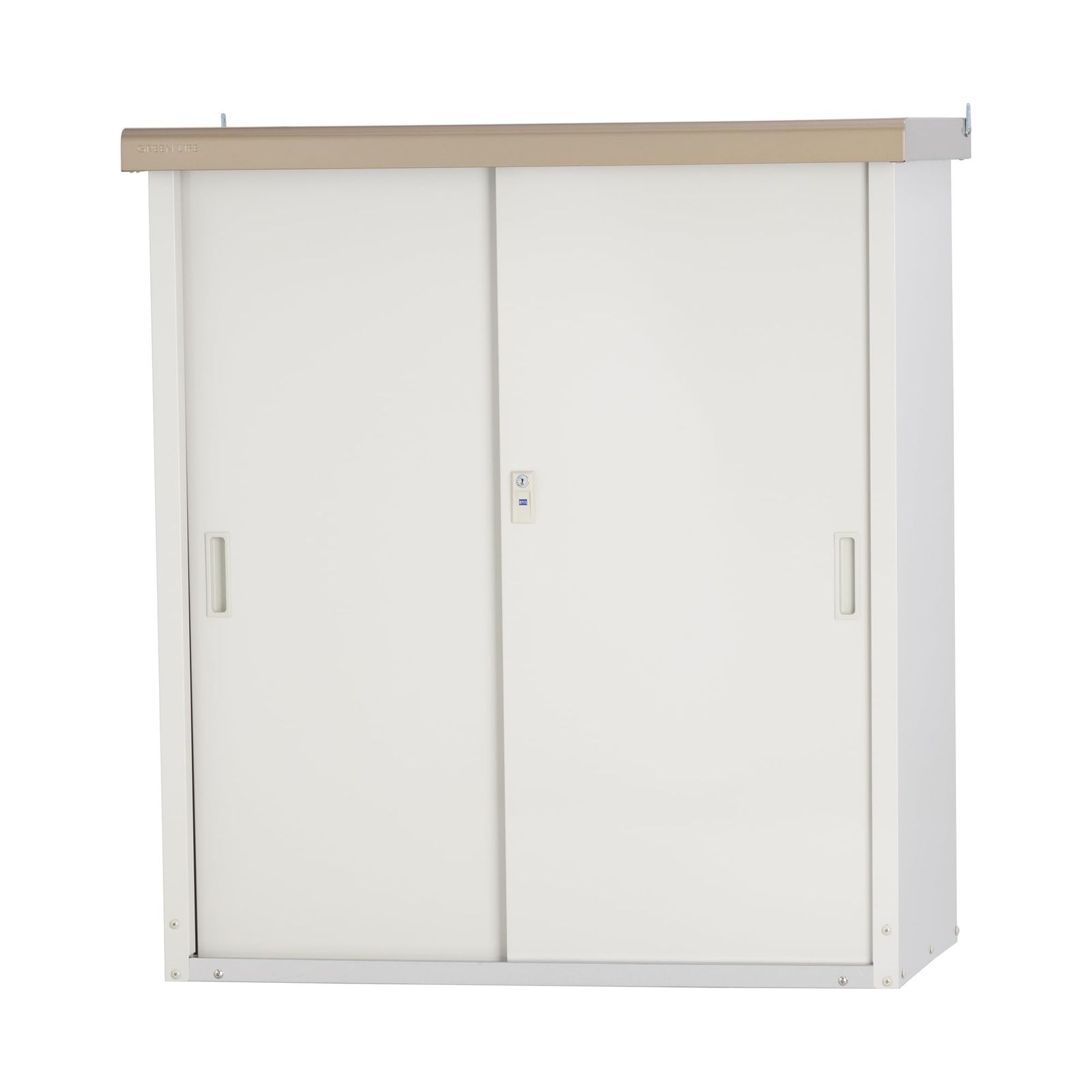 グリーンライフ 物置 収納庫 屋外 小型 日本製 棚板 鍵付き 幅92 奥行52 高さ100 cm サビに強いステンレスレール HMG 910