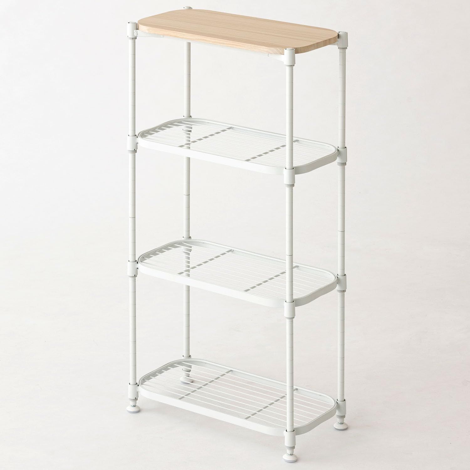 スチールラック ルミナス の新提案 棚位置が調整できるコンソールラック 4段 幅43.5×奥行21.0×高さ79.5 cm ホワイト C 12-S 404 WH 幅40 スチール×木製 棚付き 可動棚 収納 飾り棚 玄関 リビング おしゃれ カスタマイズ対応 L