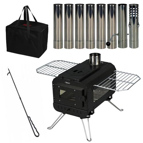 迅速に発送 三面窓で 癒される Neer マグマストーブ 煙突8本付属 薪ストーブ 収納バッグ付き キャンプ アウトドア スパークアレスター 焚き火台 焚火台 ストーブ コンパクト 薪暖炉 ブラック