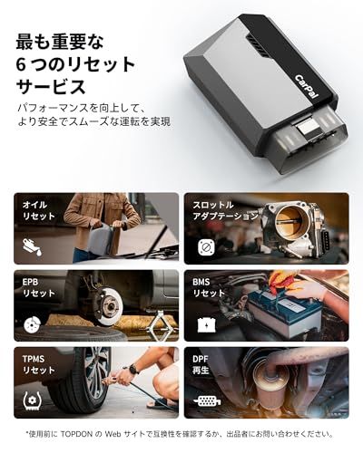  TOPDON OBD 2 診断機 CARPAL iOS および Android 用全システムの故障診断機 車両健康チェック 6 つの特殊リセット機能 2車検チェック 修理ガイド パフォーマンステスト ベンツ b m w VW ブ aa 55 eaad その他 キッチン 食器