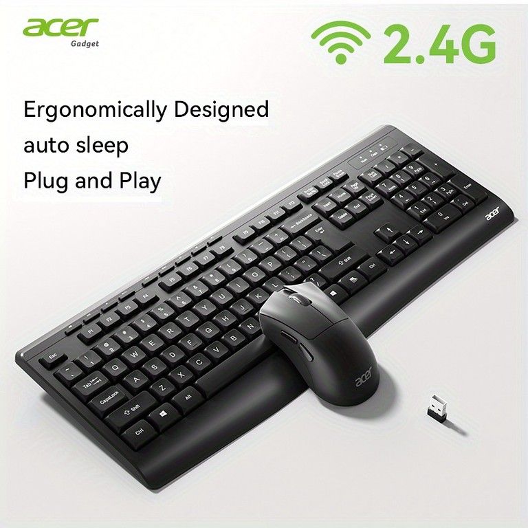 静音設計】ACER ワイヤレスキーボード マウスセット スリム＆軽量 2.4