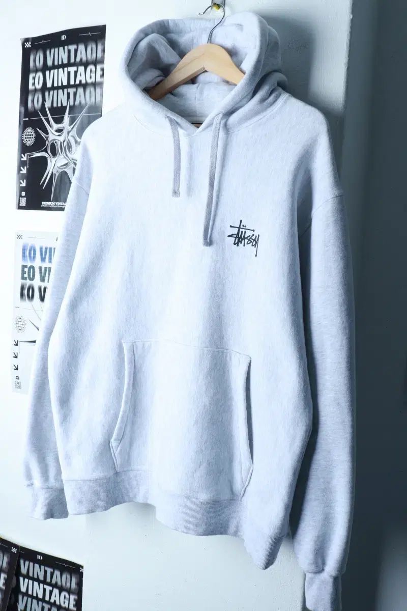 L-XL STUSSY ステューシー フード付きTシャツ ベーシックロゴ 起毛 ストリート-16 AE 0