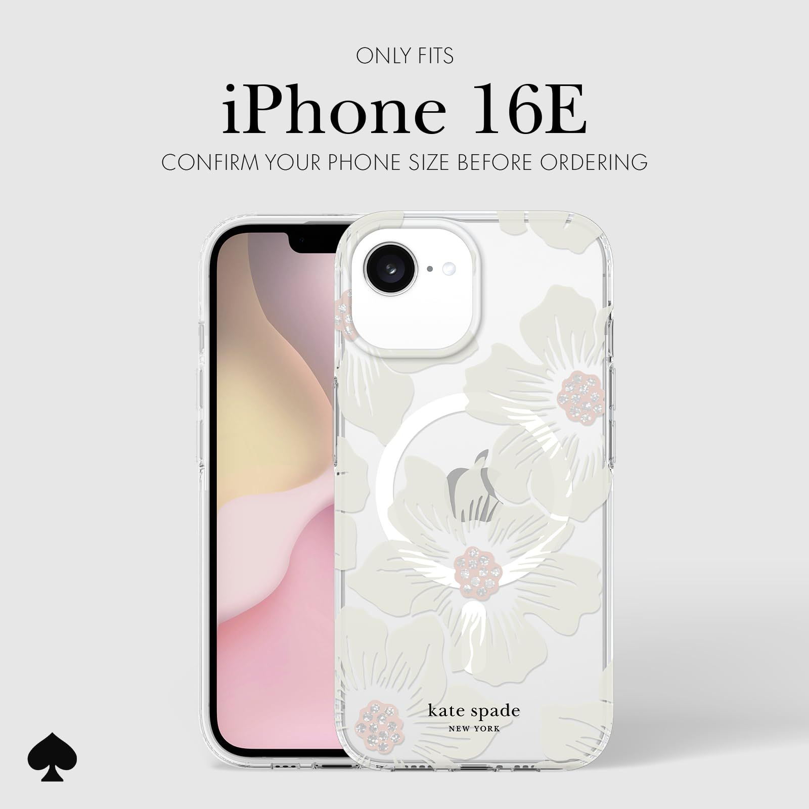 ケイト・スペード ニューヨーク iPhone 16E (2025) / 15/14/ 13 ケース - MagSafe対応 - デザイナーフォンケース - Hollyhock Cream Floral [Hollyhock Cream Floral]