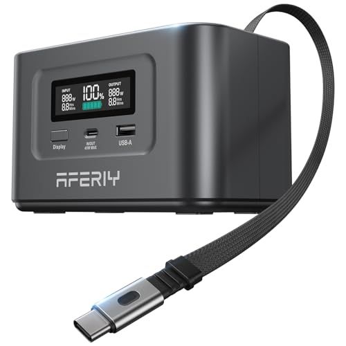 AFERIY 145 W ポータブル電源 99 2 Wh 31000 mAh 伸縮式Type Cケーブル内蔵 ポータブルバッテリー 小型 飛行機持ち込み可 リン酸鉄リチウム 1 5時間フル充電 PD 3 0対応双方向USB C 45 100 a 768 f 748