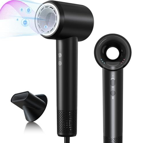 大風量ドライヤー 超軽量 速乾 中空構造 マイナスイオン 冷温風交互 高風速 恒温 ブラシレスモーター11万回転 分 3段階風速 3風温モード 過熱防止 サロン級 家庭用 出張 旅行 持ち運び便利 PSE認証済み 集風ノズル付き ブラ dae 53 cf 9