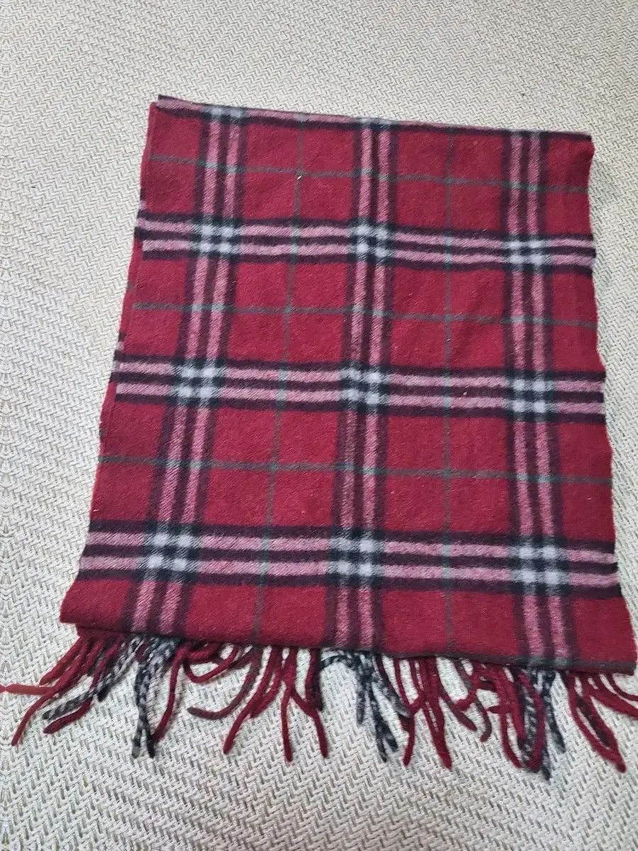 BURBERRY バーバリー レッド CHECK チェック マフラー ラムウール