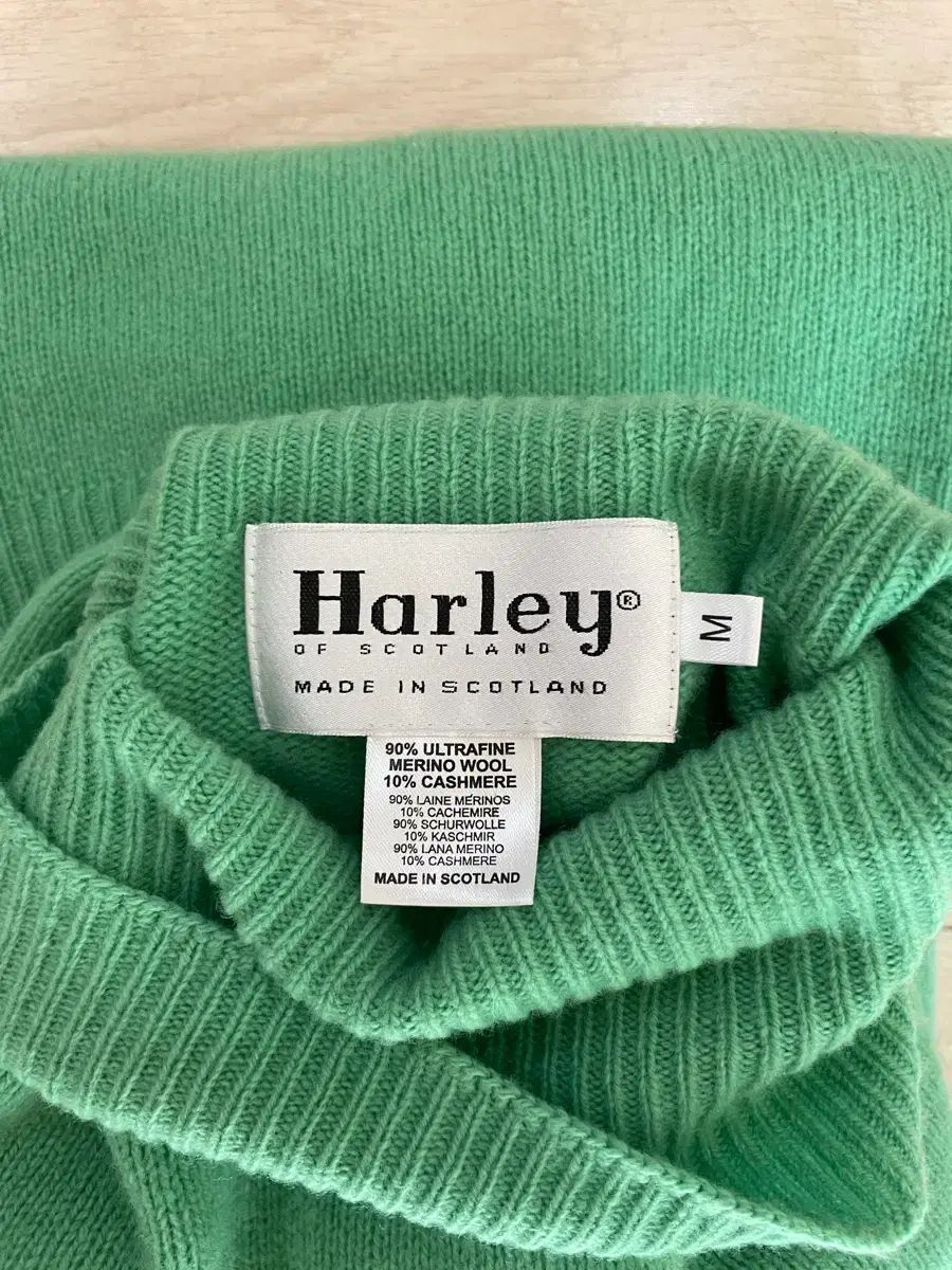 Harley of Scotland ウールカシミア ロールネック M Menta