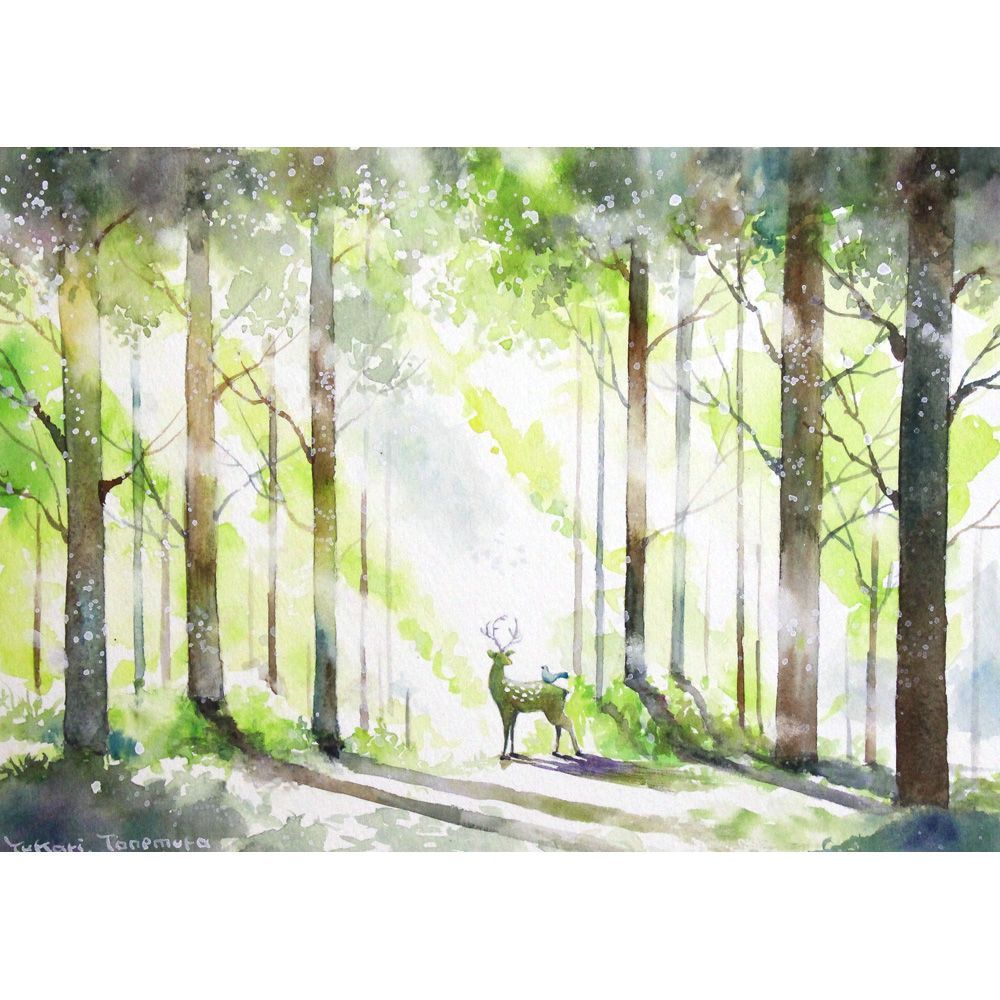 原画）透き通るような緑の中で【SMサイズ／水彩画／#2978】 - メルカリ
