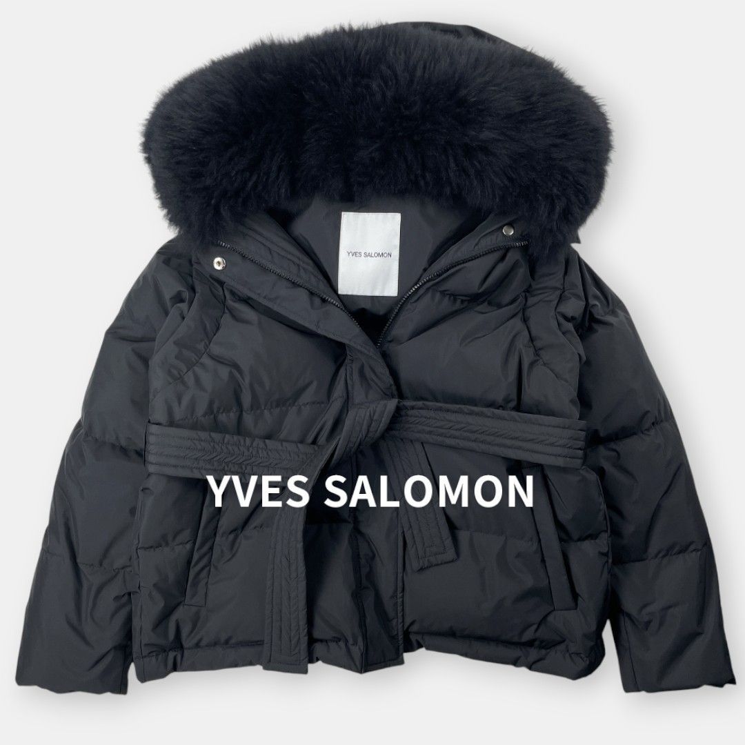 YVES SALOMON イブ サロモン 23 AW ファー ベルト付き 2 in 1 ダウンジャケット ダウンベスト 黒 36 | J-NREUSE レディース アウター