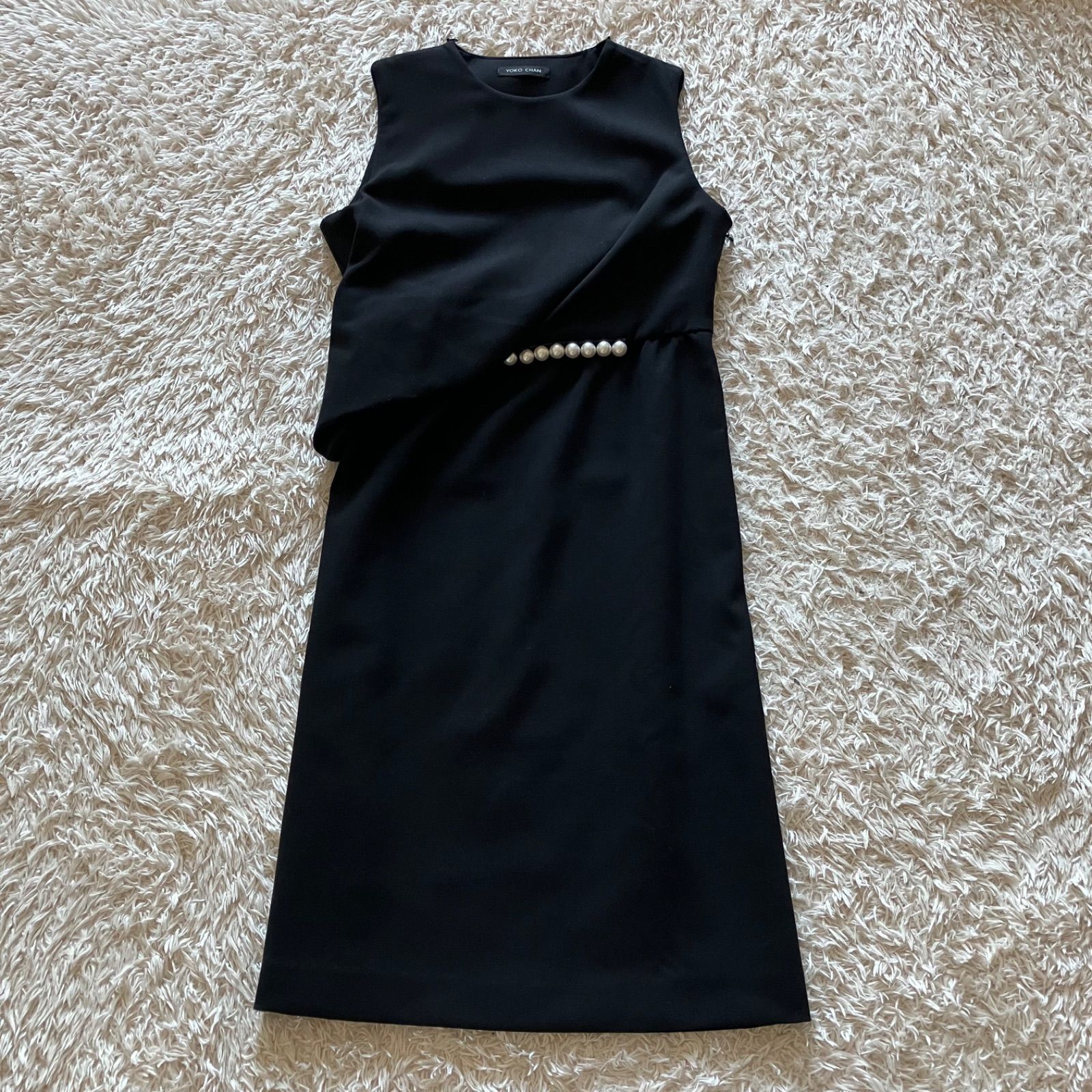 ヨーコチャン YOKO CHAN パール付き ノースリーブ ワンピース 38