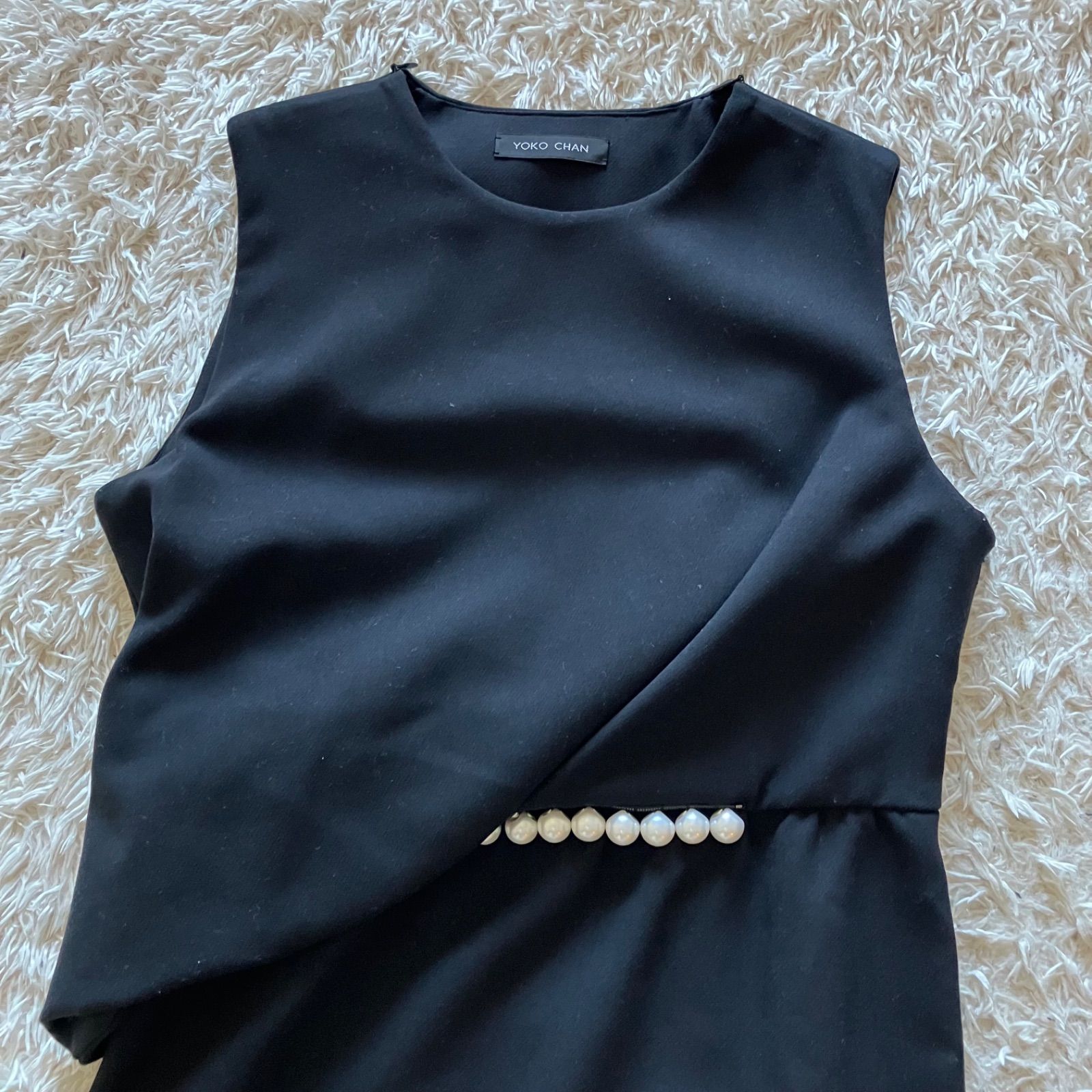 ヨーコチャン YOKO CHAN パール付き ノースリーブ ワンピース 38