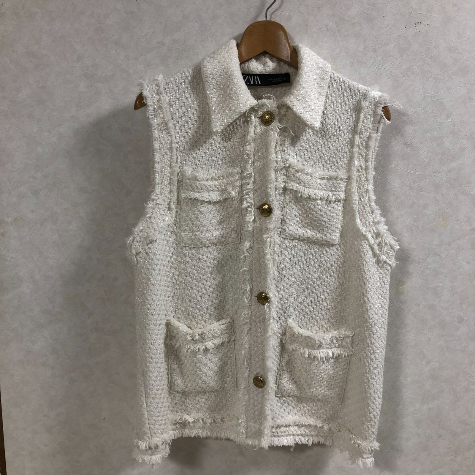 ZARA ツイードジレ ザラ ZARA ジレ ツイード - メルカリ